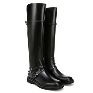 Franco Sarto Ainsley Tall Riding Boot Sz 8 Black Leather Low Heel Knee-High New